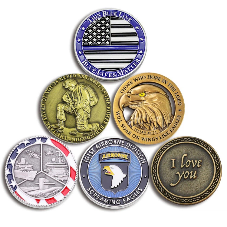 عملة تحدي معدنية مخصصة منقوشة بالمينا الصلبة بالليزر